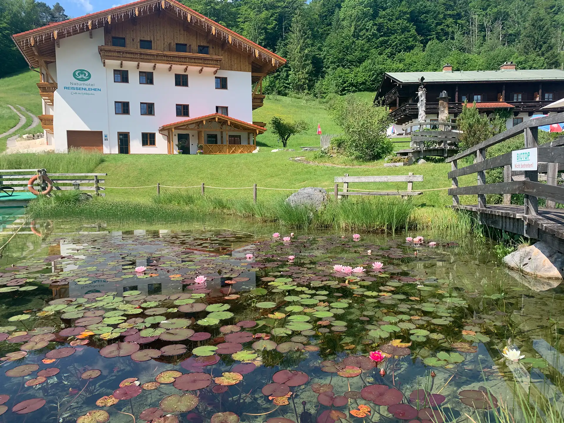 Hotel mit Naturschwimmteich Hochebene Berchtesgaden